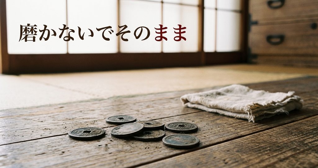 磨かずにそのままにしておく実家の古い硬貨