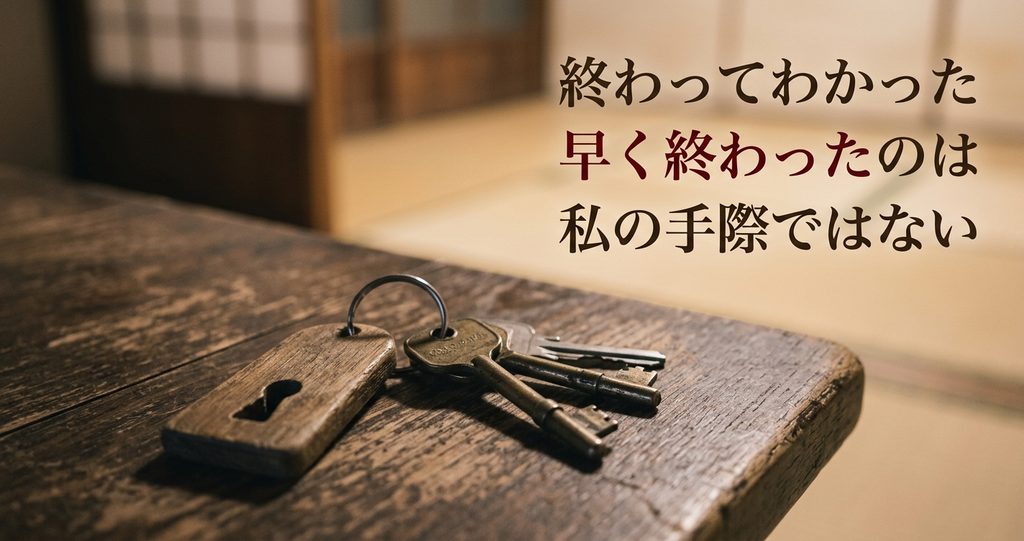 終わってわかった 早く終わったのは私の手際ではない 木の台に置かれた実家の鍵