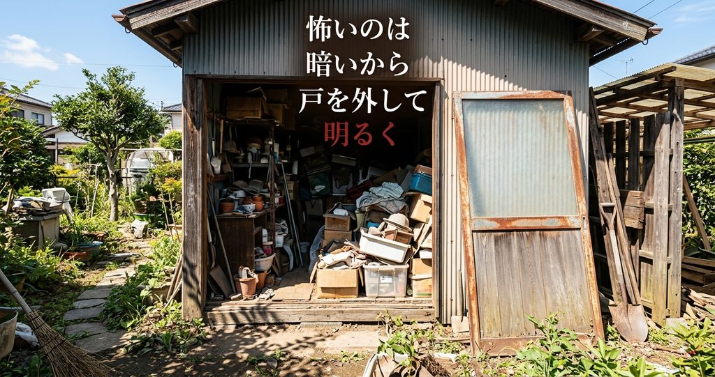怖いのは暗いから戸を外して明るく。実家の片付けのうんざりを減らした倉庫の段取り