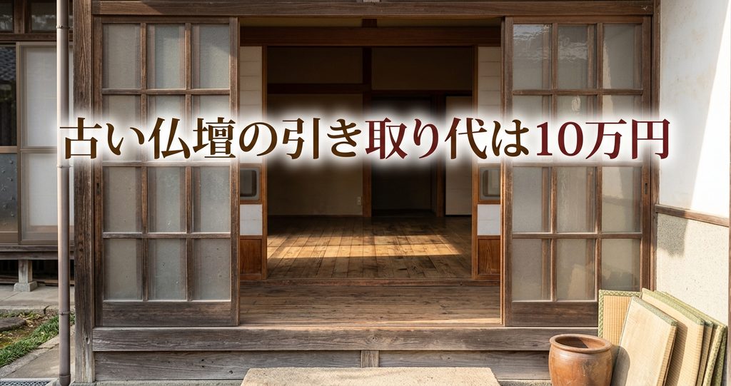 古い仏壇の引き取り代は10万円 片付いた実家の玄関