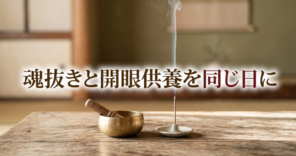 魂抜きと開眼供養を同じ日に おりんと線香の煙