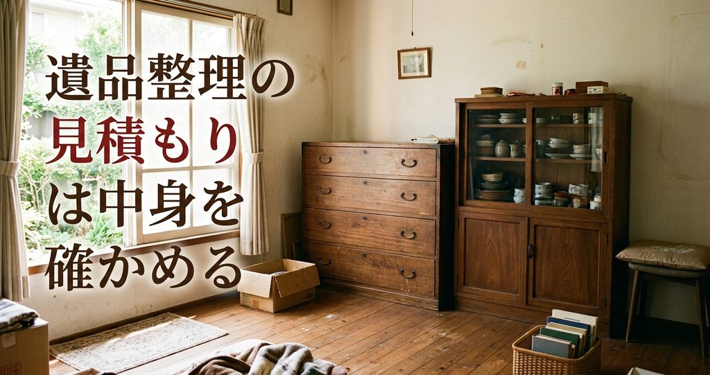 遺品整理の見積もりは中身を確かめる 片付ける前の実家の洋間に残るタンスと食器棚