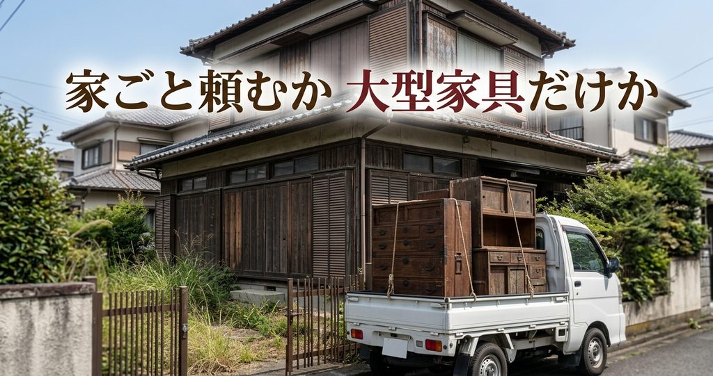 親の家の片付けを業者に頼むなら家ごとか大型家具だけか タンスを積んだ軽トラック