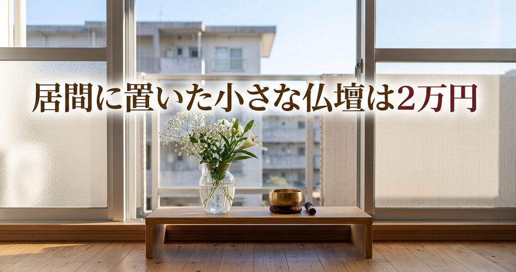 ネットで買った小さな仏壇は2万円 市営住宅の居間の窓辺