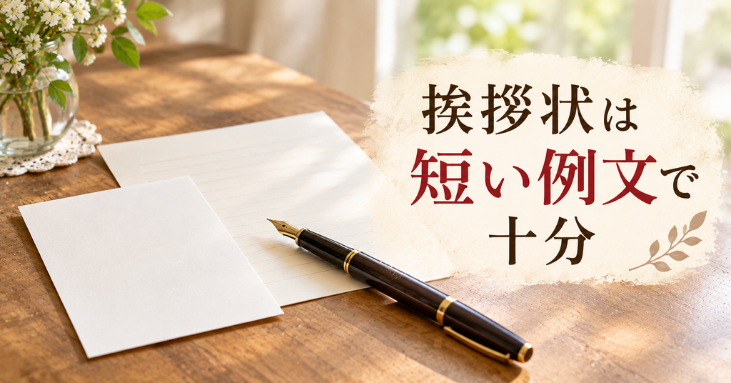 実家じまいの挨拶状を出すなら短い例文で十分 机の上の白いはがきと便箋