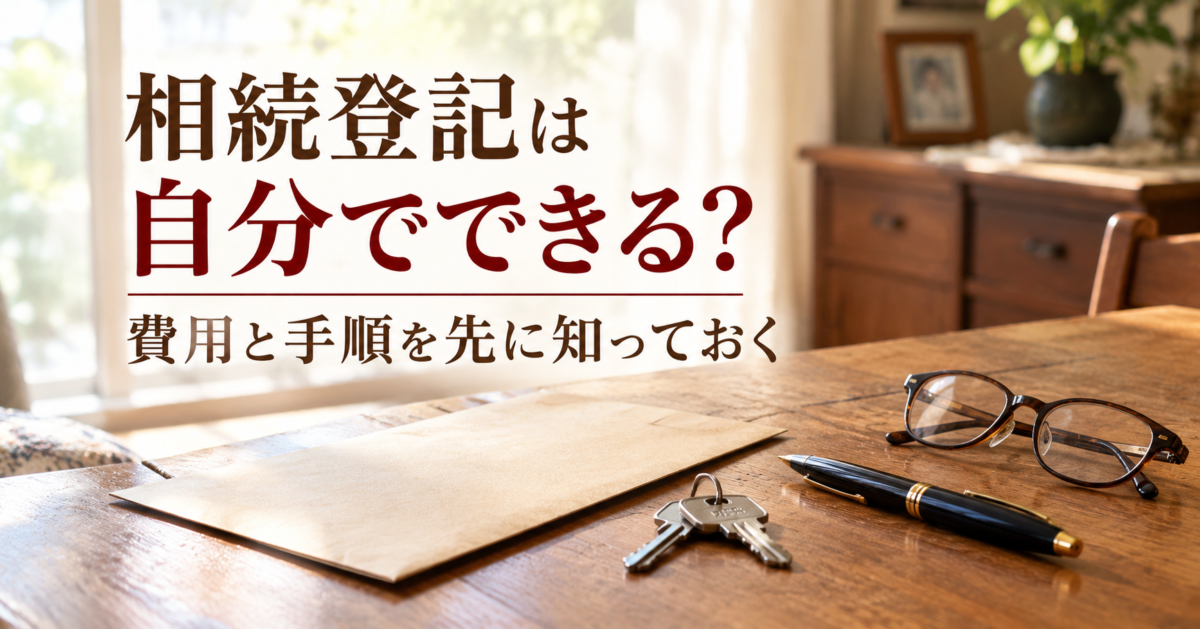 相続登記は自分でできる？費用と手順を先に知っておく 実家のテーブルに置いた茶封筒と家の鍵